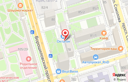 Магазин спортивных товаров Октагон на Ворошиловском проспекте на карте