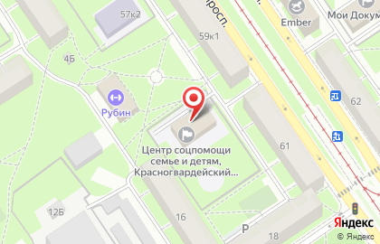 Центр социальной помощи семье и детям Красногвардейского района на Новочеркасском проспекте на карте