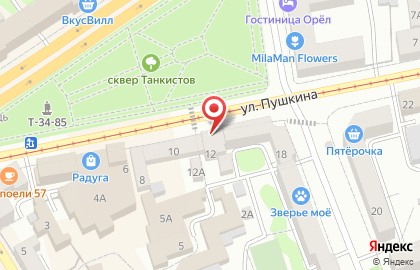 Центр занятости населения г. Орла на улице Пушкина на карте