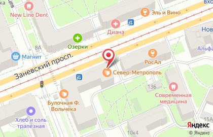 Кафе-кондитерская Север-Метрополь на Заневском проспекте на карте