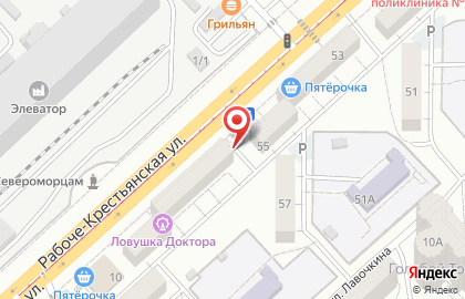 Киоск по продаже хлебобулочных изделий на Рабоче-Крестьянской улице на карте