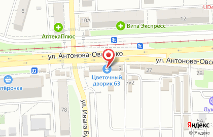 Магазин цветов Подсолнух на улице Антонова-Овсеенко на карте