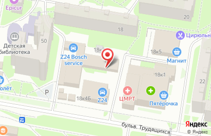 Киоск по продаже фруктов и овощей на бульваре Трудящихся на карте