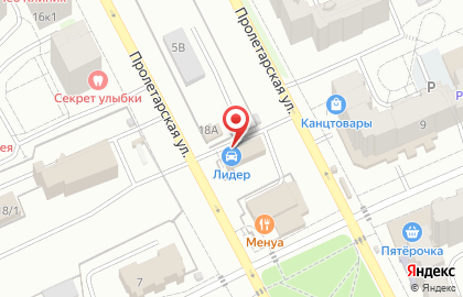 Автомойка Лидер на Пролетарской улице на карте