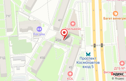 Магазин у дома Бристоль на проспекте Космонавтов на карте