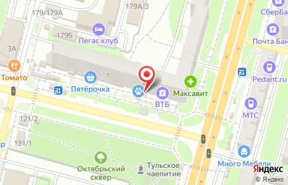 Банк ВТБ в Зареченском районе на карте
