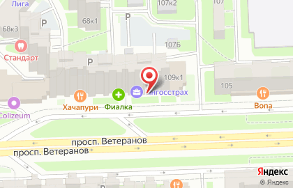 Страховая компания Ренессанс страхование на метро Проспект Ветеранов на карте