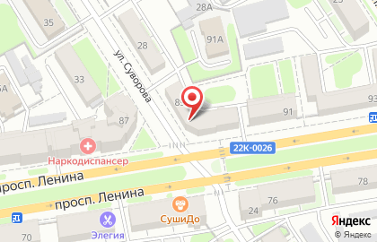 Продовольственный магазин Продукты на проспекте Ленина на карте
