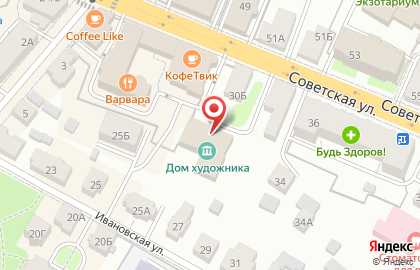 Выставочный зал Союз художников России на Советской улице на карте