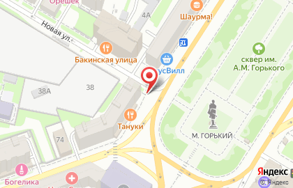 Киоск по продаже хлебобулочных изделий на улице Максима Горького на карте