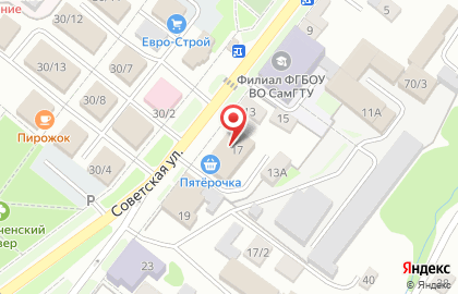 Супермаркет Пятёрочка на Советской улице на карте