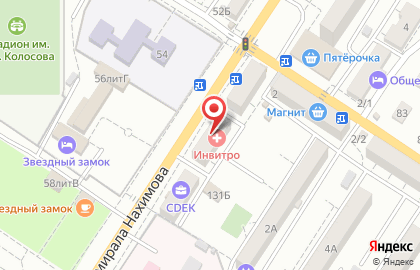 Медицинская компания Инвитро на улице Адмирала Нахимова на карте
