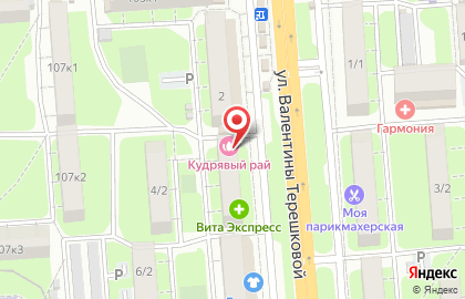 Туристическое агентство Семь морей на улице Валентины Терешковой на карте