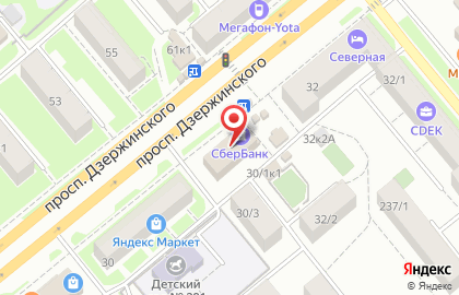 Новосибирский филиал Банкомат, БИНБАНК на проспекте Дзержинского на карте