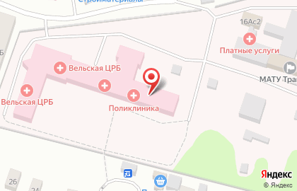 Физиотерапевтическое отделение, Вельская ЦРБ на улице Конева на карте