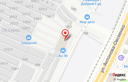 Гаражный кооператив Север на улице Антонова-Овсеенко на карте