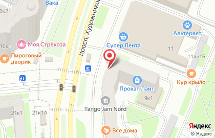 Продуктовый магазин на проспекте Художников, 9 к1 на карте