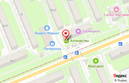 Продуктовый магазин У дома на улице Надежды Сусловой на карте