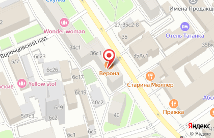 Ресторан Верона на Крестьянской заставе на карте