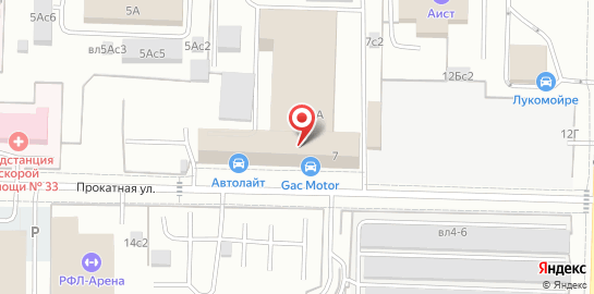 Автотехцентр Автолайт на Прокатной улице на карте