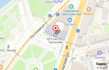 Орловский государственный университет им. И.С. Тургенева в Орле на карте
