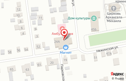 Сеть супермаркетов Магнит на карте