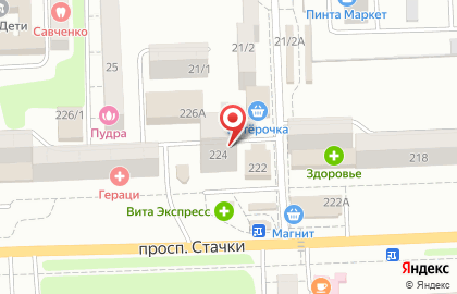 Магазин Великолукский мясокомбинат на проспекте Стачки на карте