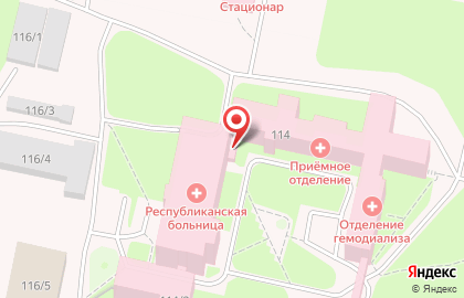 Коми республиканская больница на улице Пушкина на карте
