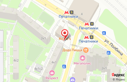 Киоск по продаже шаурмы Донер на углях на метро Печатники на карте