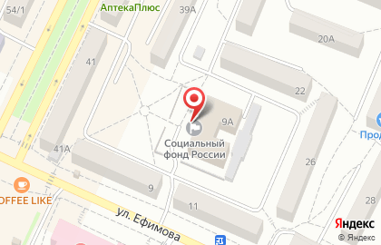 Массажный кабинет на улице Ефимова на карте