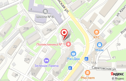 Поликлиника №1 г. Владивостока на улице Леонова на карте