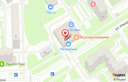 Супермаркет Пятёрочка на улице Ижорского Батальона на карте
