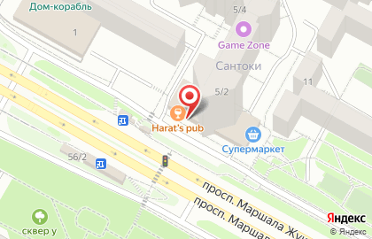 Ирландский паб Harat's Pub на проспекте Маршала Жукова на карте