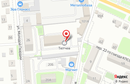 Офисный центр Тютчев на улице Молодой Гвардии на карте