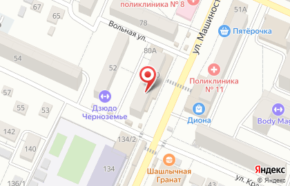 Сеть универсамов ЦентрТорг на улице Машиностроителей на карте