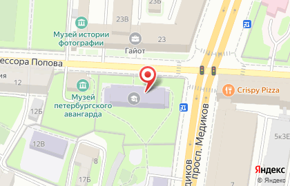 Гимназия №70 на улице Профессора Попова на карте