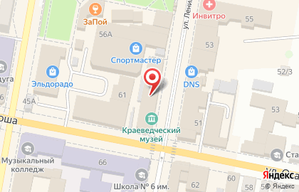 Магазин спортивных товаров Спортмастер на улице Ленина на карте