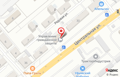Управление гражданской защиты Кировского района ГО г. Уфа на Центральной улице на карте