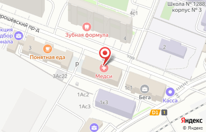 Аптечный пункт Медси в Хорошёвском районе на карте