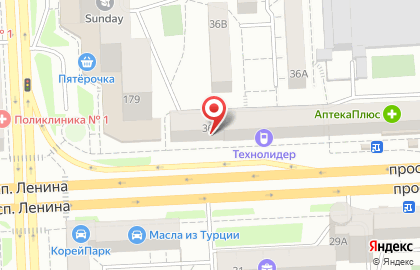 Челябинский филиал Банкомат, ГУТА-БАНК в Центральном районе на карте
