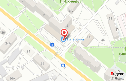 Мясная лавка Обуховский мясокомбинат на улице Хмелёва на карте