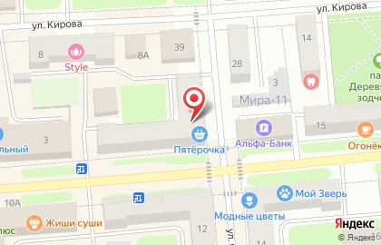Ювелирный магазин Золотой на улице Мира в Лысьве на карте