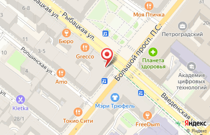 Книжно-канцелярский магазин Буквоед в Петроградском районе на карте