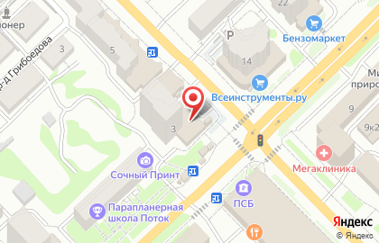 Пекарня Добрый пекарь на улице Грибоедова на карте