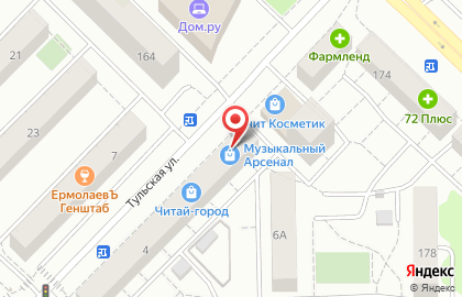 Магазин музыкальных товаров Музыкальный арсенал на Тульской улице на карте