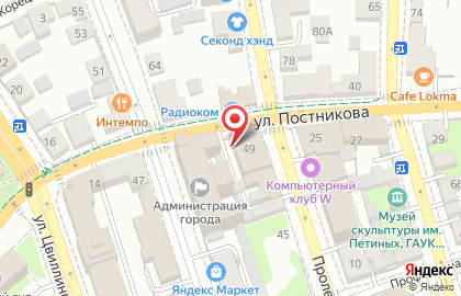Терминал на улице Постникова на карте