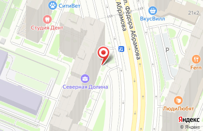 Супермаркет Дикси на улице Фёдора Абрамова на карте