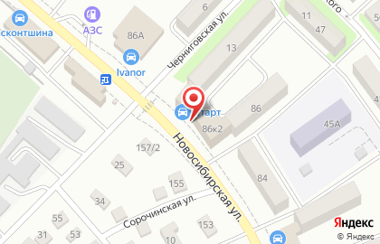 Магазин автозапчастей Иномаркет на Новосибирской улице на карте
