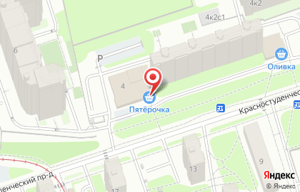 Супермаркет Пятёрочка в Красностуденческом проезде на карте