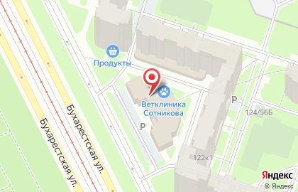 Магазин овощей и фруктов на Бухарестской улице на карте